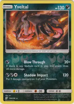 x1 Yveltal - 139/236 - Holo Rare - Reverse Holo Pokemon SM11 Unified Minds M/NM - Image 1
