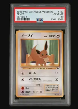 1998 POKEMON JAPANESE VENDING SERIES 1 #133 EEVEE - GEM MINT PSA 10 Arita - Image 1