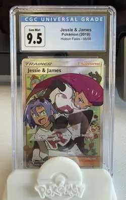 Pokemon TCG Hidden Fates Jessie & James Full Art CGC 9.5 Mint Trainer Holo Card - Image 1