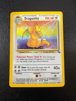 Pokemon WOTC 1999 Fossil Base Set Dragonite Rare HOLO Vintage Pokemon Card NM - Image 1