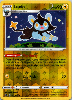 061/192 LUXIO | UNCOMMON REVERSE HOLO | REBEL CLASH POKEMON CARD - Image 1