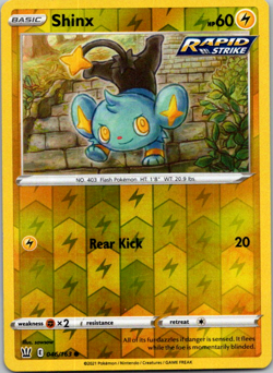 Pokemon TCG Shinx 046/163 Rapid Strike Battle Styles Reverse Holo - NM - Image 1