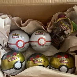 Pokemon TCG Poke Ball Tin Box Lot of 5 with Booster Packs, English, Nintendo - Image 1