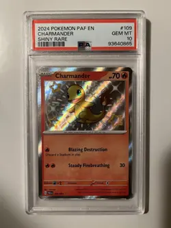 2024 POKEMON PAF EN-PALDEAN FATES SHINY RARE #109 CHARMANDER PSA 10 - Image 1