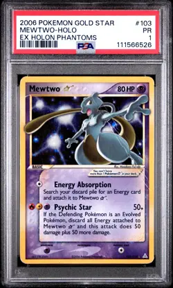 2006 Pokemon Ex Holon Phantoms Mewtwo-Holo #103 PR Gold Star PSA 1 - Image 1