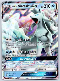 Alolan Ninetales GX 22/145 (NM) - SM - Guardians Rising - Ultra Rare Pokemon TCG - Image 1