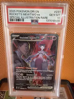 Pokemon Team Rocket's Mewtwo ex Destined Rivals SIR #231 PSA 10 Gem Mint - Image 1