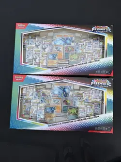 Pokemon Lucario Ex Tyranitar Ex Prismatic Evolutions Sam's Club Premium 2 boxes - Image 1