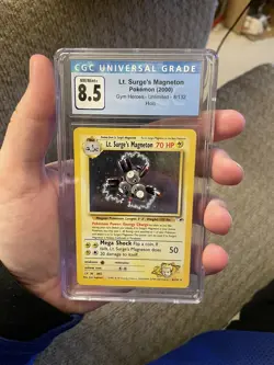 Pokemon TCG Lt. Surge's Magneton Gym Heroes 8/132 Holo Unlimited Rare CGC 8.5 - Image 1