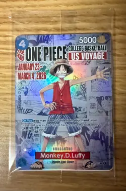 One Piece Monkey D. Luffy US Voyage College Card Gonzaga SEALED, IN HAND, 1/31 - Image 1
