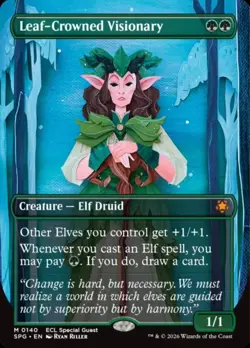 1x Leaf-Crowned Visionary BORDERLESS SPECIAL GUEST NM/M Lorwyn Eclipsed MTG - Image 1