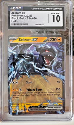 Zekrom ex 034/086 Black Bolt Holo English – CGC GEM MINT 10 Pokemon Card - Image 1