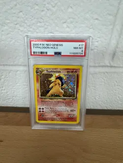 Pokemon Neo Genesis Typhlosion Holo Rare Card #17/111 PSA 8 - Image 1