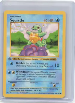 1999 Pokemon—Squirtle #63/102 Base Set (Shadowless)—Common(MP) 1st Edition - Image 1