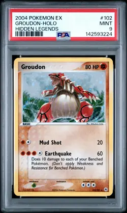 2004 POKEMON EX HIDDEN LEGENDS #102 GROUDON-HOLO PSA 9 - Image 1