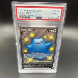 Pokemon TCG Ditto v SV118/SV122 Shining Fates Shiny Vault PSA 10 - Image 1