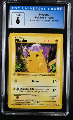 1999 POKEMON 1ST EDITION SHADOWLESS BASE PIKACHU 58/102 CGC 6 PSA 3915568107 - Image 1