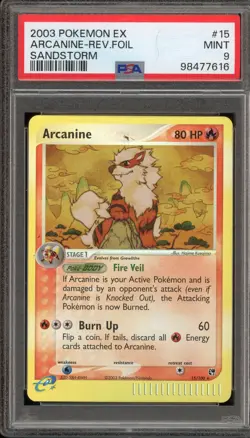 Pokemon Arcanine EX Sandstorm Reverse Holo Rare #15 PSA 9 Mint - Image 1