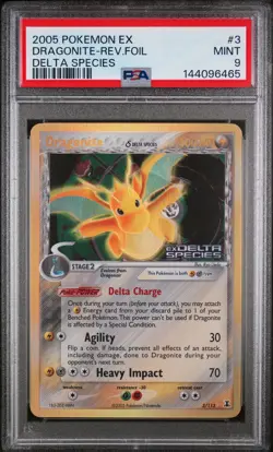 2005 Pokemon EX Delta Species Dragonite Reverse Foil #3 PSA 9 MINT - Image 1
