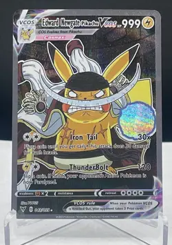 CUSTOM Pikachu, Edward Newgate Pikachu Cosplay Holo Pokemon Card - Image 1