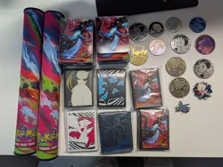 Pokemon Accessories Lot (Card Sleeves, Deck Boxes, Coins, Pins, Mats) - Image 1