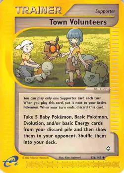 Town Volunteers 136/147 Uncommon Aquapolis Pokemon HP - Image 1