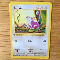 1ST EDITION SHADOWLESS RATTATA 61/102 POKEMON CARD (BASE SET) - Image 1
