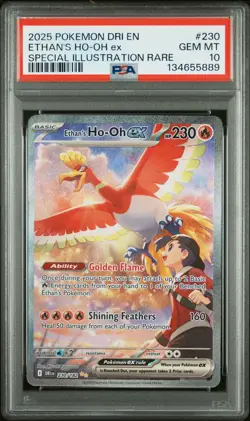 2025 POKEMON DRI EN-DESTINED RIVALS #230 ETHAN'S HO-OH EX PSA 10 - Image 1