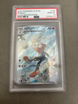 2024 Pokemon SCR EN Raboot 147/142 Illustration Rare PSA 10 Gem Mt - Image 1