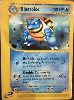 Pokemon 2002 Expedition Blastoise Non-Holo Rare, Mint Condition - Image 1