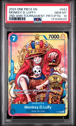 2024 ONE PIECE PROMOS 2ND ANV TOURNAMENT-PARTICIPATION MONKEY D. LUFFY PSA 10 - Image 1