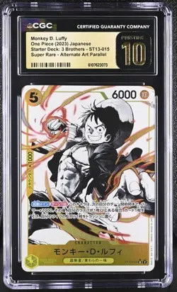 CGC 10 Pristine One Piece Japanese Monkey D. Luffy ST13-015 Black White Alt Art - Image 1