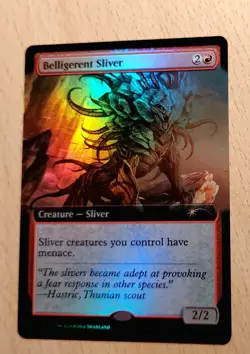 Mtg Magic: FOIL Ext. Art Angriffslustiger Remasuri,Belligerent Sliver, English - Image 1