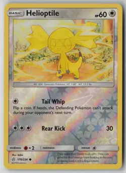 Helioptile 179/236 Pokemon TCG Cosmic Eclipse Reverse Holo Card (Near Mint) NM 1 - Image 1