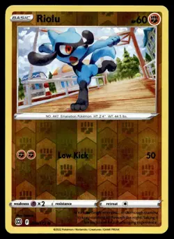 Riolu 78/172 Pokemon Card Brilliant Stars Rev Holo Common 60 HP Near Mint U12 - Image 1