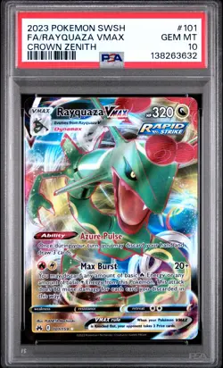 PSA 10 Rayquaza VMax Full Art #101/159 Pokemon Crown Zenith - Image 1