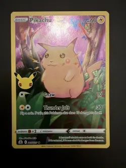 Pokemon Pikachu Celebrations 005/025 Basic 60 HP Holo Rare Gnaw Thunder Jolt - Image 1