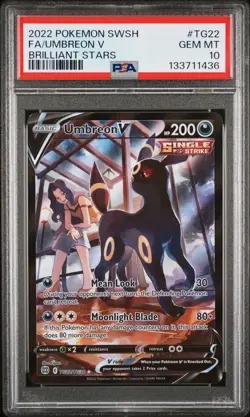 2022 POKEMON SWORD & SHIELD BRILLIANT STARS #TG22 FULL ART/UMBREON V PSA 10 - Image 1