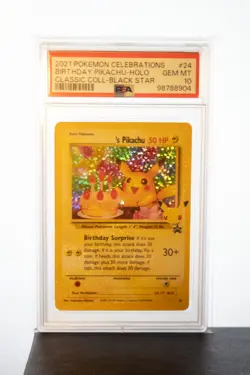 PSA 10 - BIRTHDAY PIKACHU - 24 - CELEBRATIONS CLASSIC 25TH ANNIVERSARY SET HOLO - Image 1
