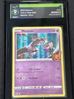2022 Pokemon Mewtwo Holo Trick Or Trade 056/172 Grade 9 Mint Great Centering - Image 1