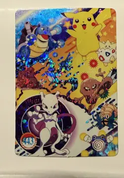 Pikachu Mewtwo Holo Pokemon Vintage Pocket Monster Vending Prism Sticker 443 - Image 3