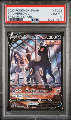 2022 POKEMON SWORD & SHIELD BRILLIANT STARS #TG22 FULL ART/UMBREON V PSA 10 - Image 1