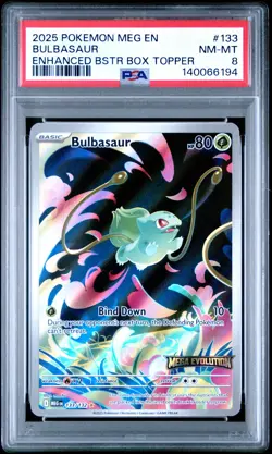 2025 POKEMON MEG EN-MEGA EVOLUTION 133 BULBASAUR STAMPED PSA 8 - Image 1