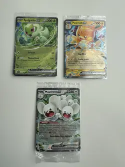 Sprigatito Ex SVP 087, Pawmot Ex 073/197, Maushold Ex 155/182 Promo cards - Image 1