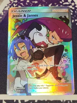 Pokemon TCG Hidden Fates Trainer Jesse and James Ultra Rare Full Art Card 68/68 - Image 1