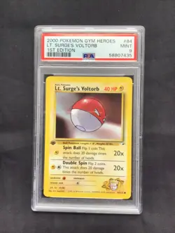Pokemon Cards: Gym Heroes 1st Edition Common: Lt. Surge's Voltorb 84/132 PSA 9 - Image 1