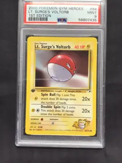 Pokemon Cards: Gym Heroes 1st Edition Common: Lt. Surge's Voltorb 84/132 PSA 9 - Image 2