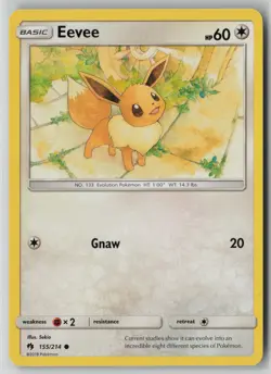 Eevee 155/214 Pokemon Lost Thunder Common Near Mint Card (NM) 2 - Image 1