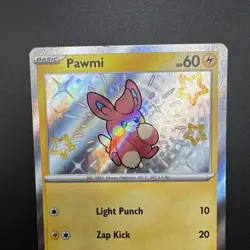 Pawmi - 142/091 - Paldean Fates - Pokemon TCG Card Rare Baby Shiny NM - Image 3