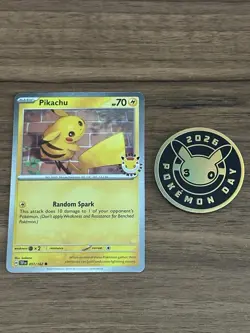 Pikachu 051 /162 Stamped 2026 Pokemon Day 30 Promo TCG With Coin - Image 1